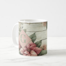 Anpassat namn Shabby chic Pastel Poinsettias Garla Kaffemugg