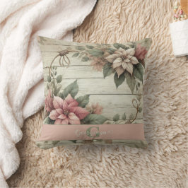 Anpassat namn Shabby chic Pastel Poinsettias Garla Kudde