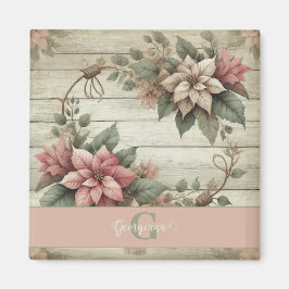 Anpassat namn Shabby chic Pastel Poinsettias Garla Magnet
