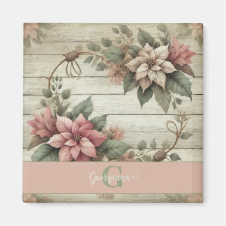 Anpassat namn Shabby chic Pastel Poinsettias Garla Magnet