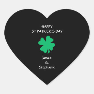 Anpassat namn Shamrock för lycklig St patrick's da Hjärtformat Klistermärke