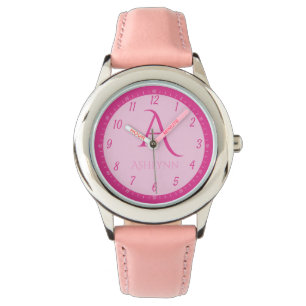 Anpassat namn - Shock rosa för barn i monogramutbi Armbandsur