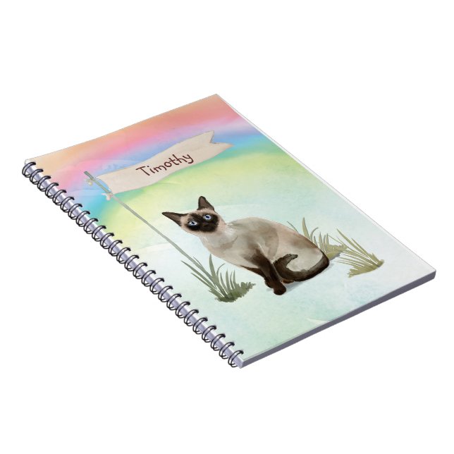 Anpassat namn Siamese Cat Pet Anteckningsbok (Högra Sidan)
