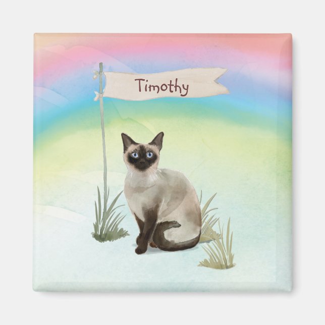 Anpassat namn Siamese Cat Pet Magnet (Framsidan)