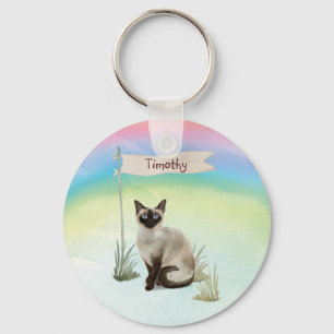 Anpassat namn Siamese Cat Pet Nyckelring