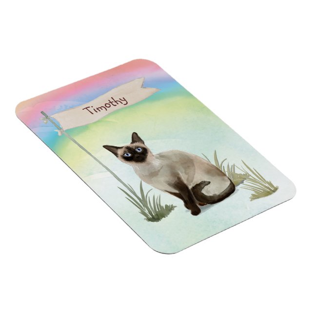 Anpassat Namn Siamesisk Katt Husdjur Magnet (Högersidan)