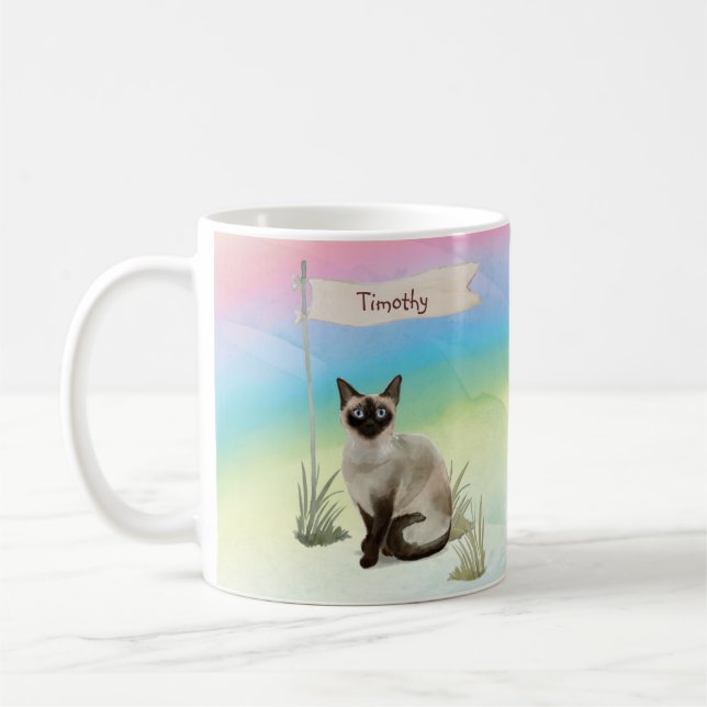 Anpassat Namn Siamesiskt Kattdjur Kaffemugg (Vänster)