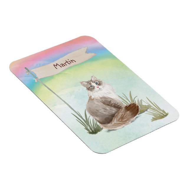 Anpassat namn Siberian Cat Pet Magnet (Högersidan)