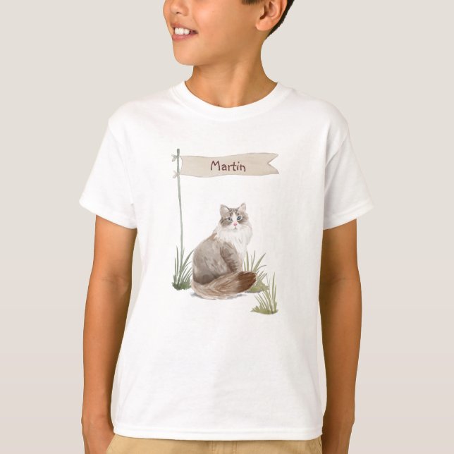 Anpassat namn Siberian Cat Pet T Shirt (Framsida)