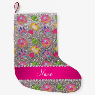 Anpassat namn silver glitter prinsessgrodor liten julstrumpa
