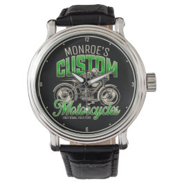 Anpassat namn Skeleton Motorcykel Shop Armbandsur