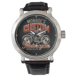 Anpassat namn Skeleton Motorcykel Shop Armbandsur