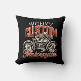 Anpassat namn Skeleton Motorcykel Shop Kudde