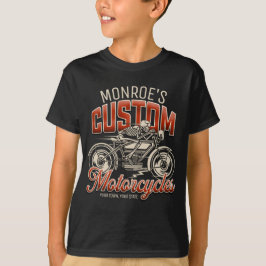Anpassat namn Skeleton Motorcykel Shop T Shirt