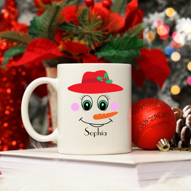 Anpassat namn Snögubbe Red Hat Kaffemugg (Skapare uppladdad)