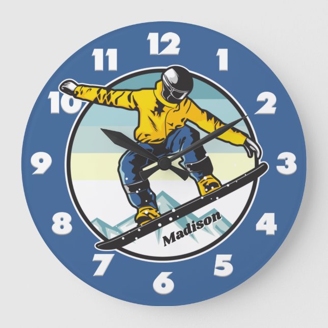 Anpassat namn SNOWBOARDER Stor Klocka (Framsida)