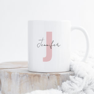 Anpassat namn Soft Ro Rosa Initial Brev Snyggt Kaffemugg