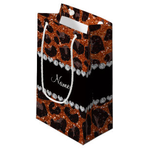 Anpassat namn som brunnit orange glitter leopard