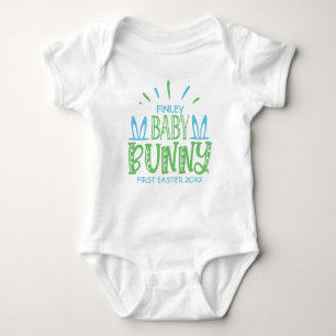 Anpassat NAMN Söt Baby Kanin Första Påskägg T Shirt