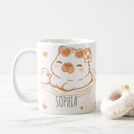 Anpassat Namn Söt Capybara Med Solglasögon Barn Kaffemugg