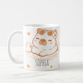 Anpassat Namn Söt Capybara Med Solglasögon Barn Kaffemugg