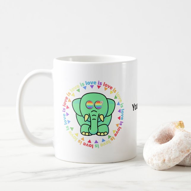 Anpassat Namn Söt Elefant LGBTQ Pride Kaffe Mugg (Med munk)