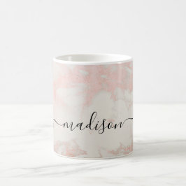 Anpassat Namn Söt Glitterdroppar Rosa Marmor Kaffemugg