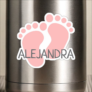 Anpassat Namn Söt Pastell Rosa Baby Fötter Tår Bar Klistermärken