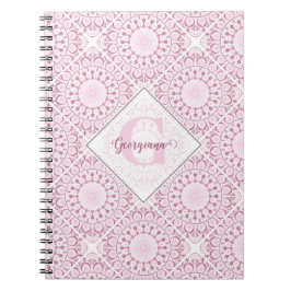 Anpassat namn Söt Rosa Confetti Snöre Mandala Tile Anteckningsbok