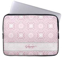 Anpassat namn Söt Rosa Confetti Snöre Mandala Tile Laptop Fodral