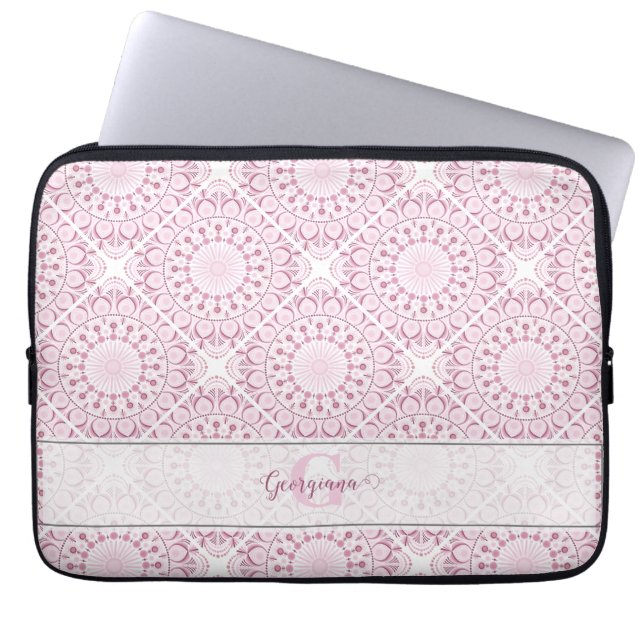 Anpassat namn Söt Rosa Confetti Snöre Mandala Tile Laptop Fodral (Framsidan)