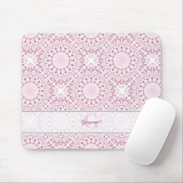 Anpassat namn Söt Rosa Confetti Snöre Mandala Tile Musmatta