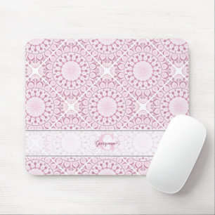 Anpassat namn Söt Rosa Confetti Snöre Mandala Tile Musmatta