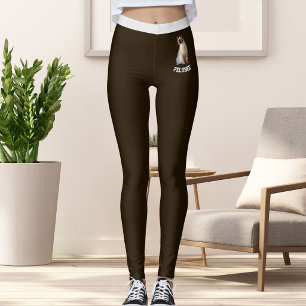 Anpassat Namn Söt Siamkattdjur Foto Brun Leggings