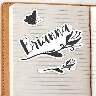 Anpassat Namn Söt Tulpan Blomma och Fjäril Söt Klistermärken