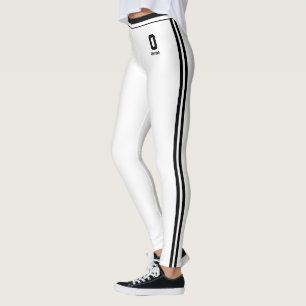 Anpassat namn Söt vit svart randig monogram Leggings