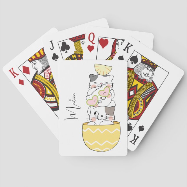 Anpassat Namn Söta Katter Casinokort (Baksidan)