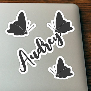 Anpassat Namn Söta Svarta Fjärilar Grafisk Söt  Klistermärken