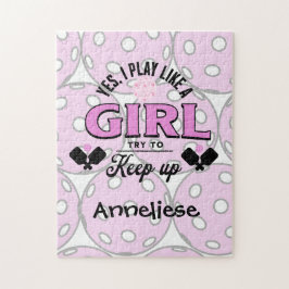 Anpassat namn Spela som en tjej Pickeball Pussel