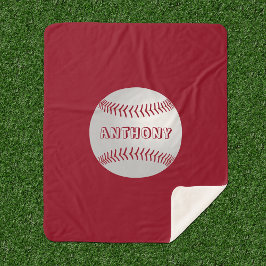 Anpassat namn Sports Theme Red Baseball Blanket