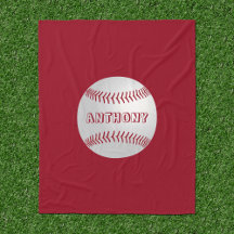 Anpassat namn Sports Theme Red Baseball Blanket