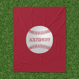 Anpassat namn Sports Theme Red Baseball Blanket Fleecefilt