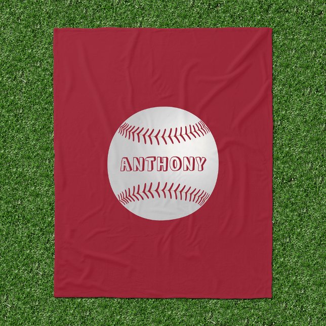 Anpassat namn Sports Theme Red Baseball Blanket Fleecefilt (Skapare uppladdad)