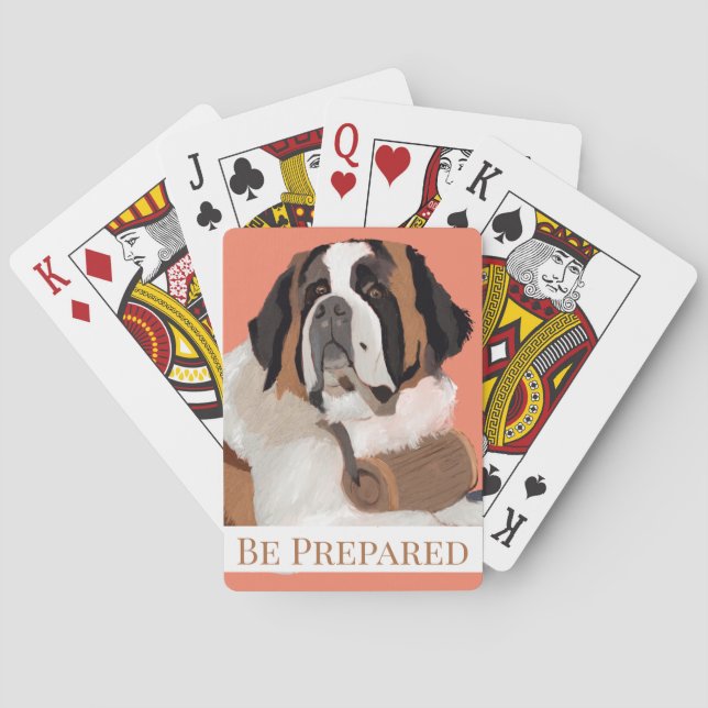 Anpassat namn St. Bernard Hund Digital Art Casinokort (Baksidan)