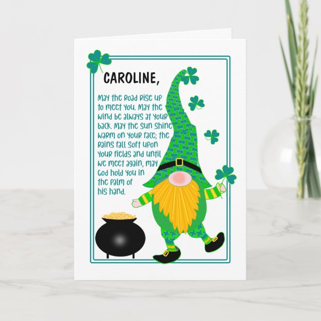 Anpassat namn St Patrick's Leprechaun Card Kort (Framsida)