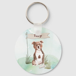 Anpassat namn Stafford Bull Terrier Pet Hund Nyckelring