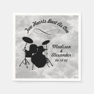 Anpassat namn Sten & Roll Drummer Bröllop Drum Kit Pappersservett