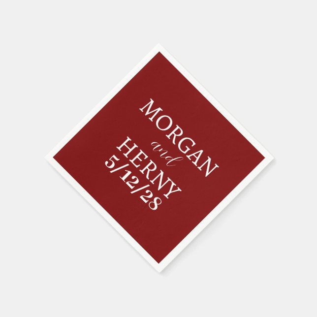 ANPASSAT NAMN STILIG MODERN BORDEAUX FÖRENGING PAPPERSSERVETT (Hörn)
