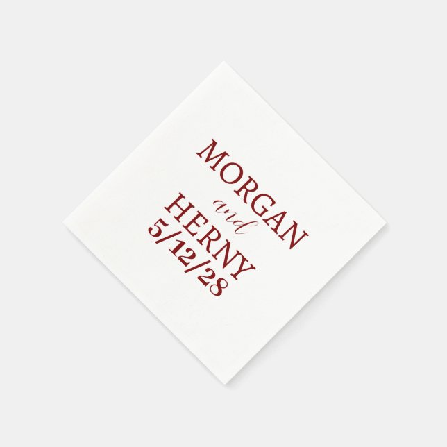 ANPASSAT NAMN STILIG MODERN VIT BRÖLLLOP PAPPERSSERVETT (Hörn)