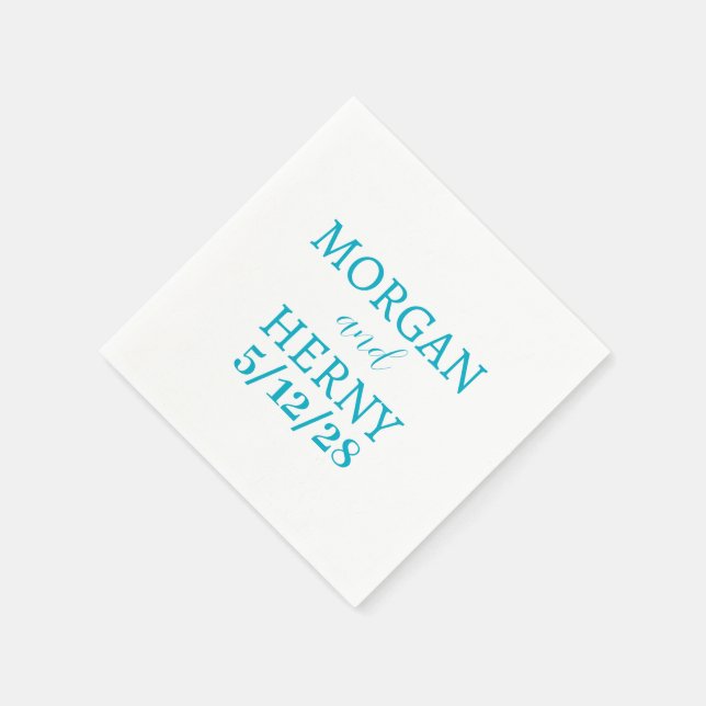 ANPASSAT NAMN STILIG MODERN VIT BRÖLLLOP PAPPERSSERVETT (Hörn)
